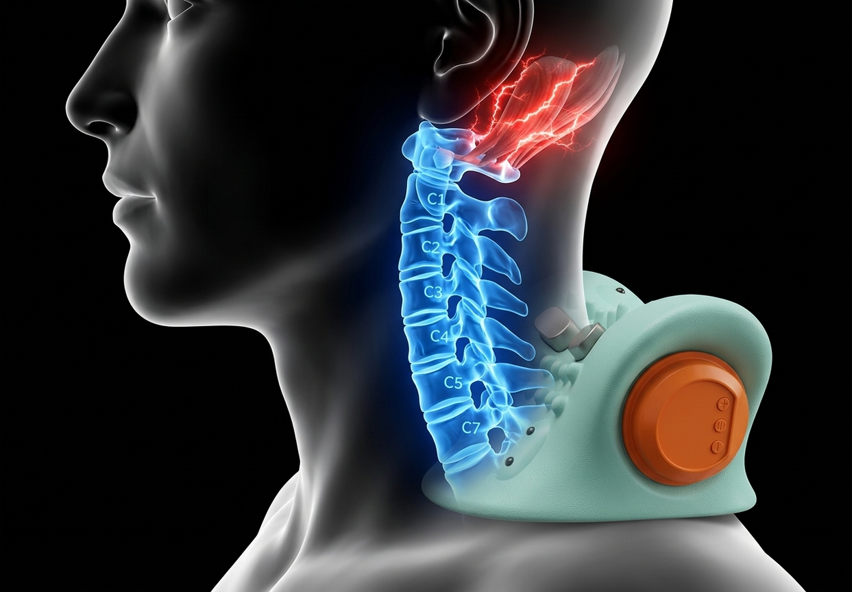 Visualisation des muscles profonds de la nuque et du masseur cervical