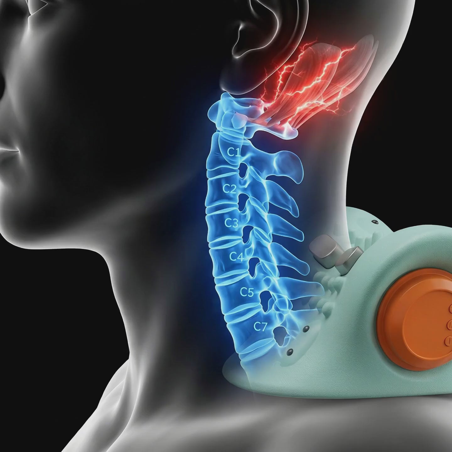 Animation : les muscles profonds de la nuque se detendent pendant la seance